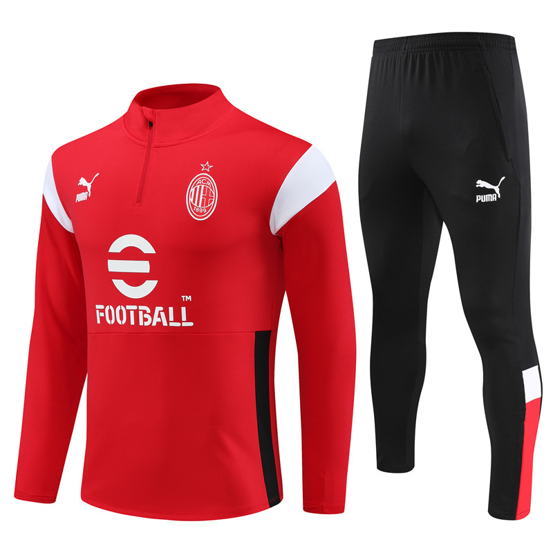 AC Milan 23-24 Kids Long Sleeve Training Set Red and White